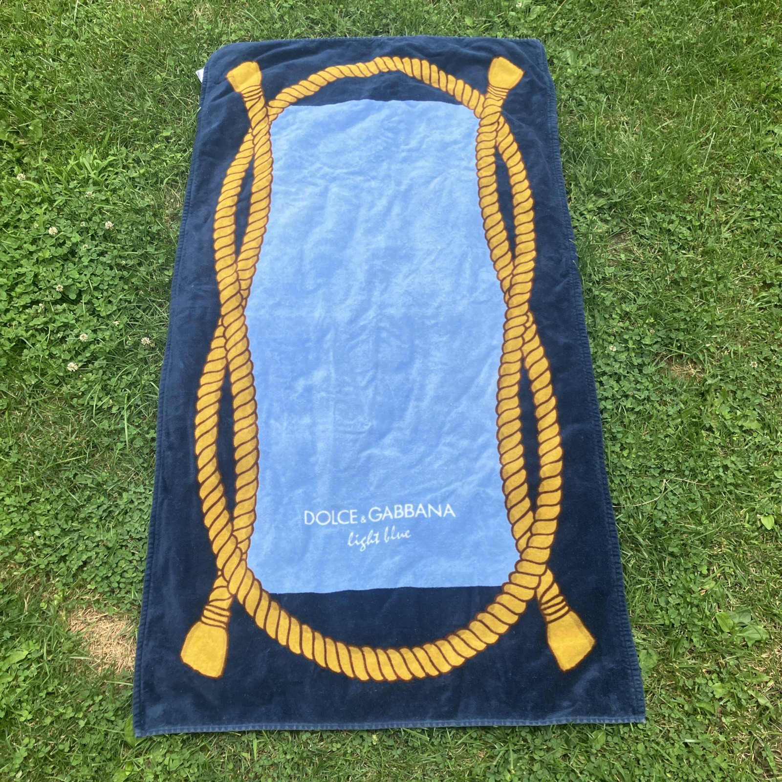 DOLCE & GABBANA Light Blue Nautical Logo Summer Beach Towl 32" x 58” gallery