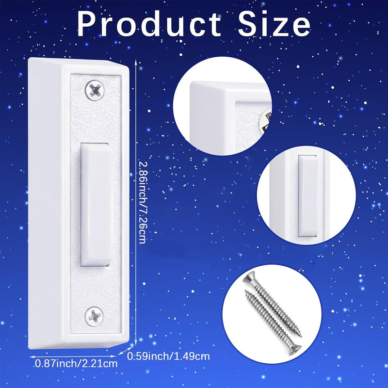Lighted Doorbell Button, Wall Mounted Doorbell Switch with LED Light, Garage Doo gallery