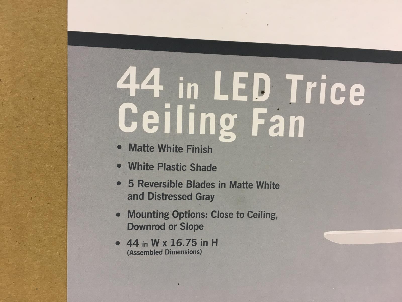 Trice 44 in. LED Matte White Ceiling Fan New (OPEN) gallery