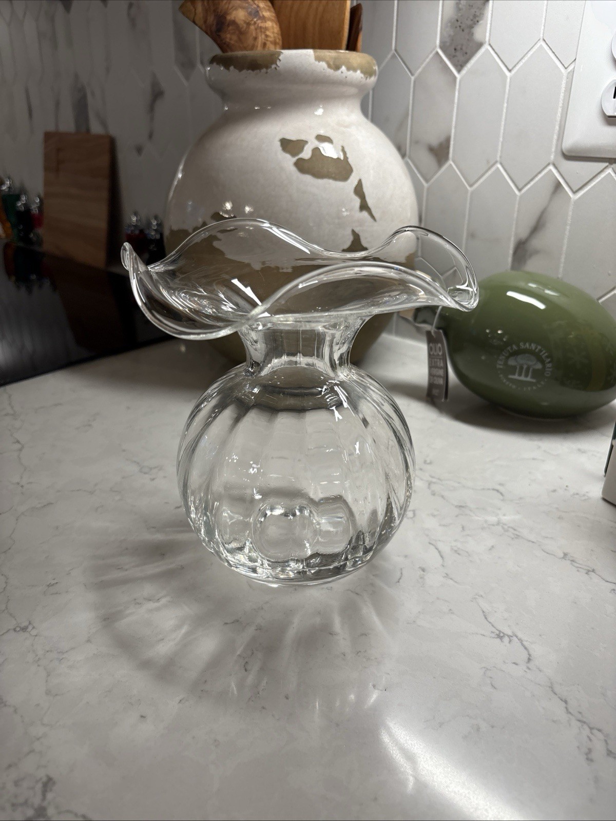 Stunning-IVV Italy Primula Transparent Optical Vase, 18cm/7in-EUC! gallery