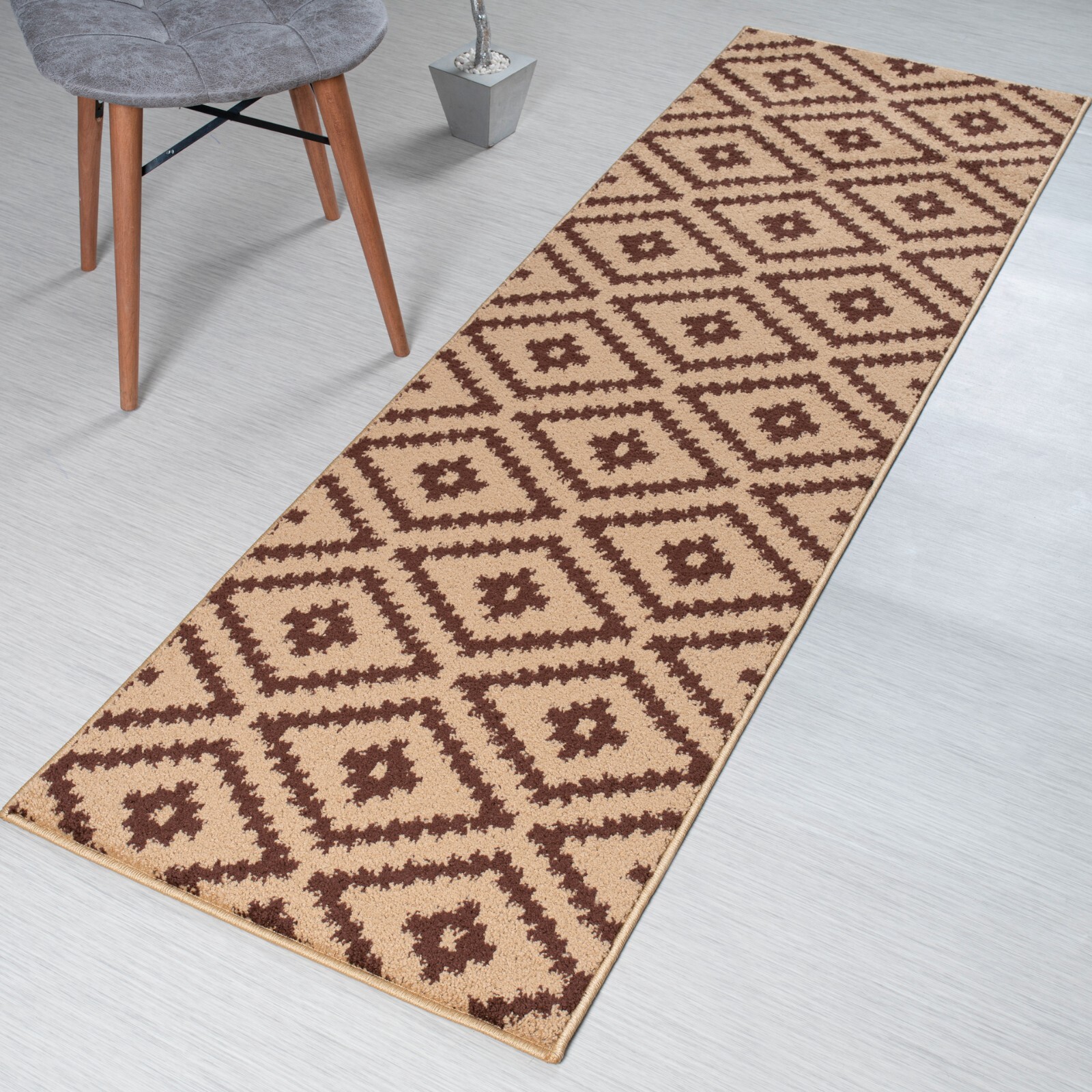 Custom Length Stair Hallway Carpet Runner Rug Non Slip Backing, Kilim, Beige gallery