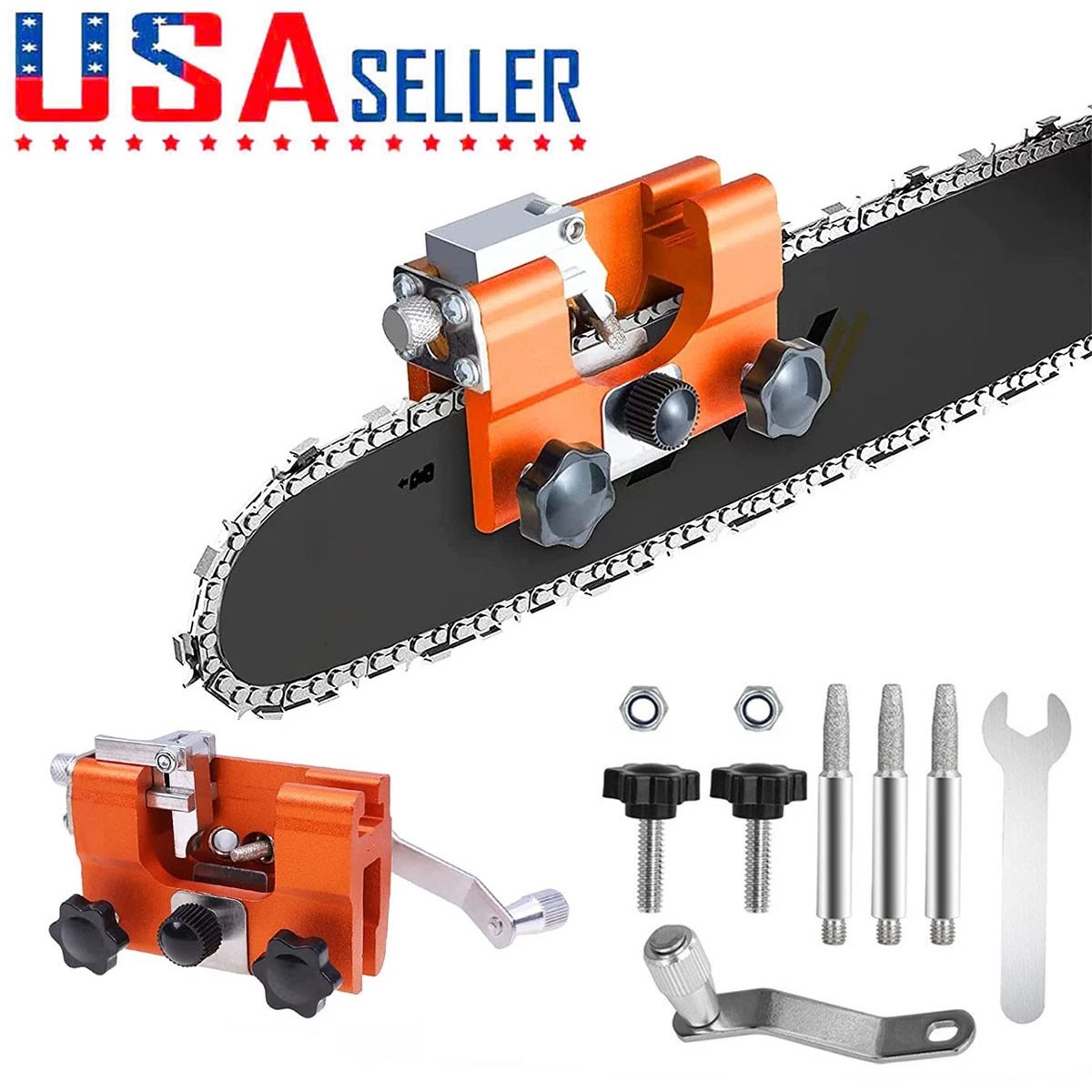 Chainsaw Chain Sharpening Jig Portable Hand Crank Sharpener Tool Set US gallery
