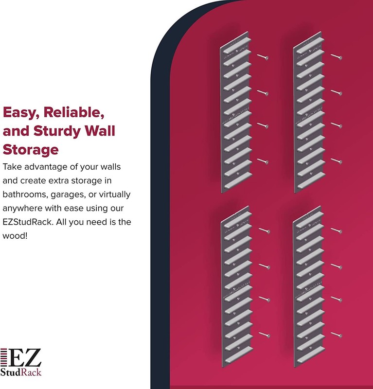 EZStudRack Shelving System- 8 Pack Gray, 32 Wood Screws-WOOD NOT INCLUDED gallery