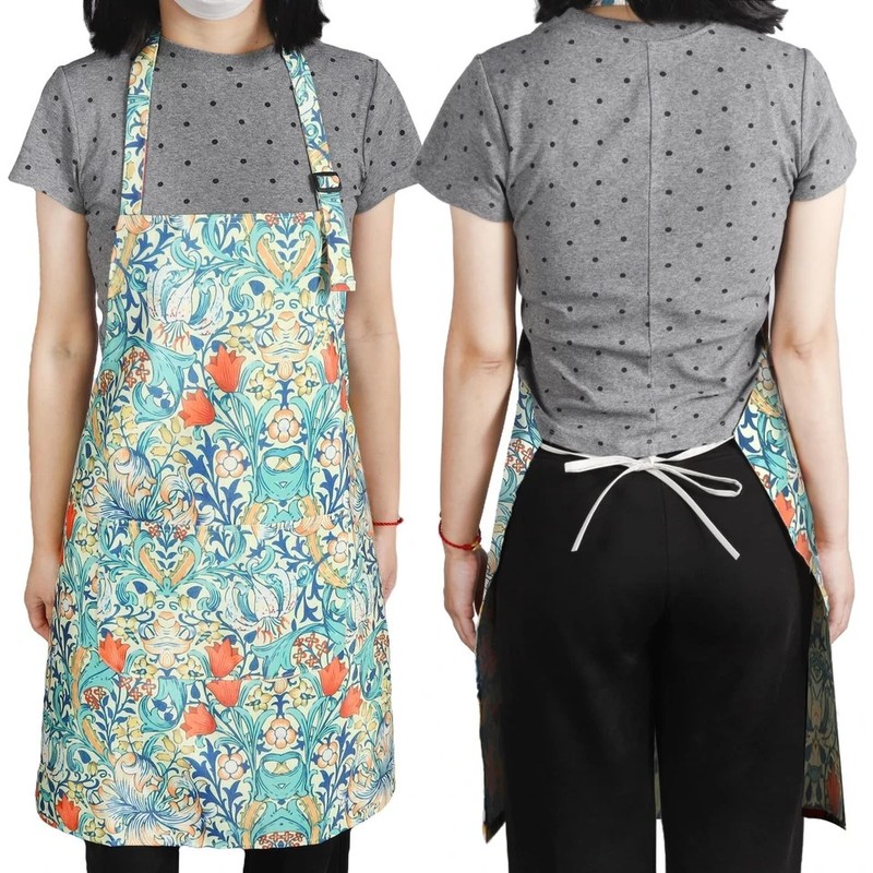 2 Pack Floral Aprons with Pocket Adjustable Kitchen Cooking Aprons for Women gallery