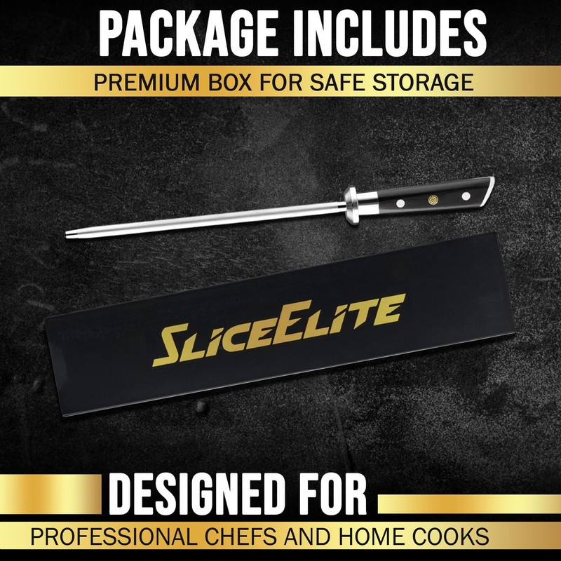SliceElite 10" Diamond Knife Sharpening Rod – 600 Grit, G10 Handle gallery
