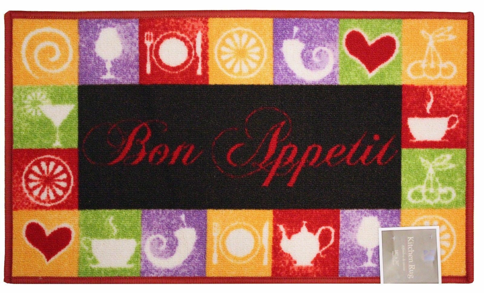 PRINTED NYLON RUG (nonskid latex back) (18"x 30"), BON APPETITE, rectangle, KH gallery