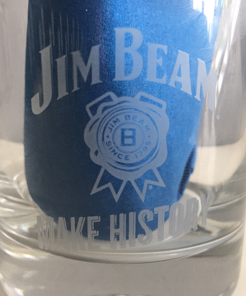 NEW Jim Beam "Make History" RARE Whiskey Rocks Glass Etched Heavy Base FREE SHIP gallery