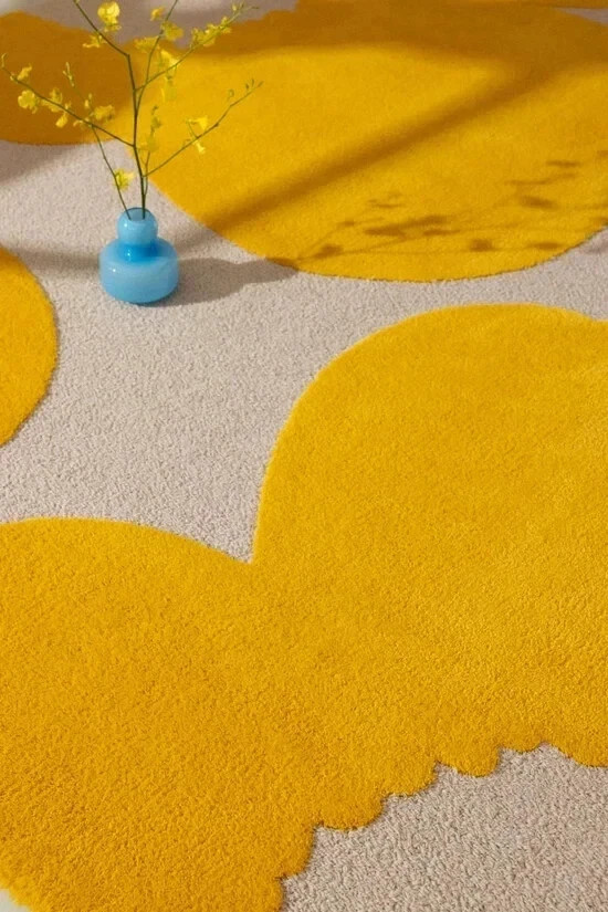 Hand Tufted 100% Nz Wool Modern Handmade Design Yellow Color Carpet gallery