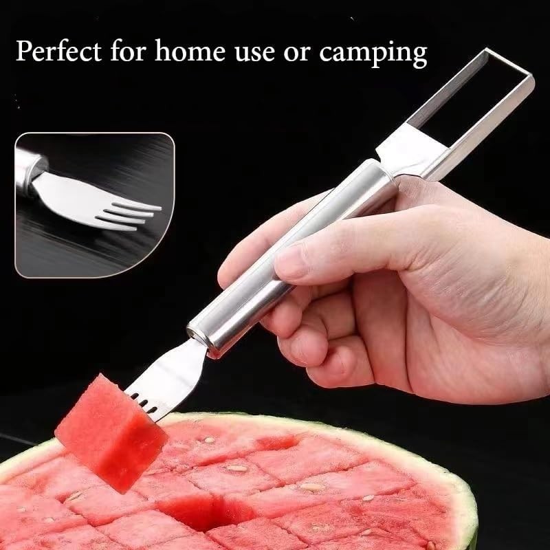 2-in-1 Watermelon Fork Slicer Cutter, Stainless Steel Silver Gray gallery