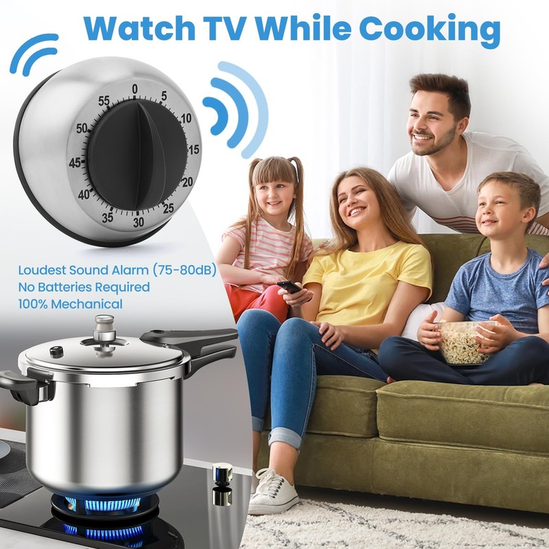 Kitchen Timer for Cooking, Chef Cooking Magnetic - No Batteries Black gallery