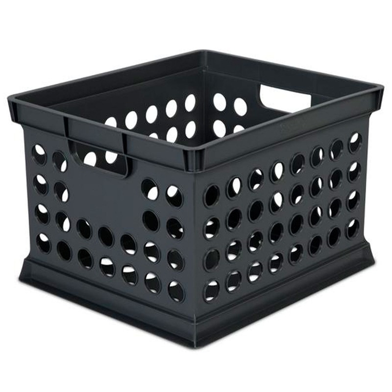 Sterilite Stackable Plastic Storage Open Crate Bin Organizer Box, Black (6 Pack) gallery