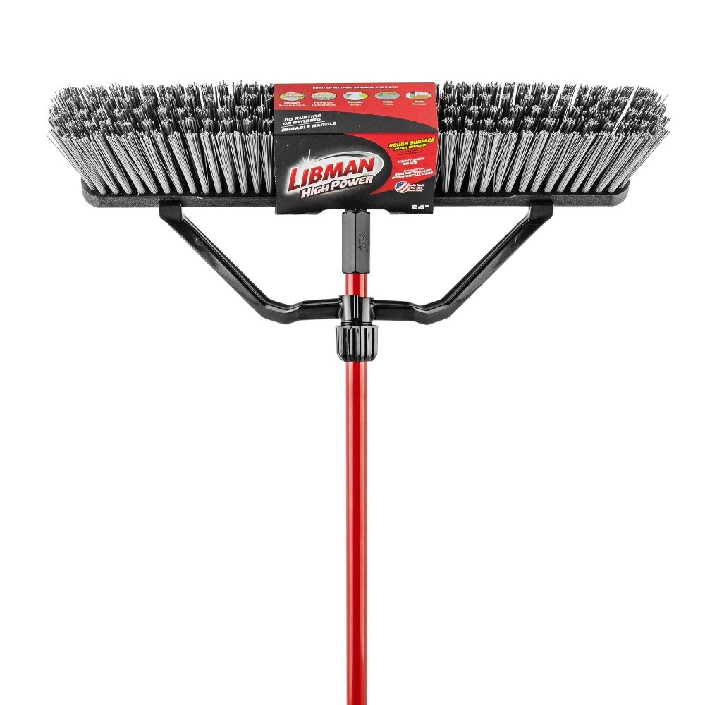Libman Push Broom Rough Surface Red Black 24" 3/Carton gallery
