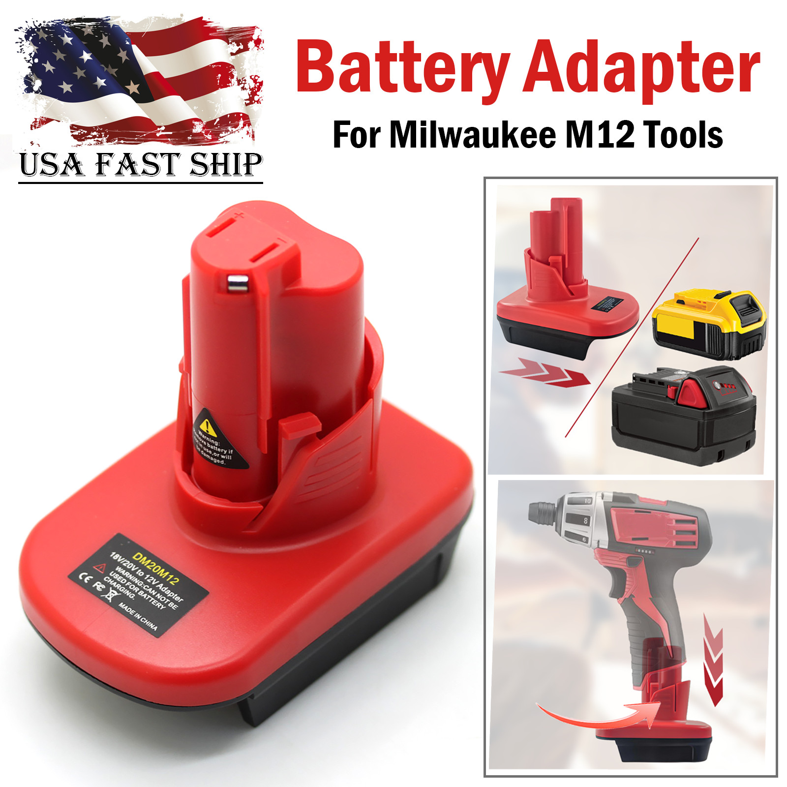 Battery Adapter For Milwaukee Dewalt 18V / 20V to Milwaukee M12 12V Power Tools gallery