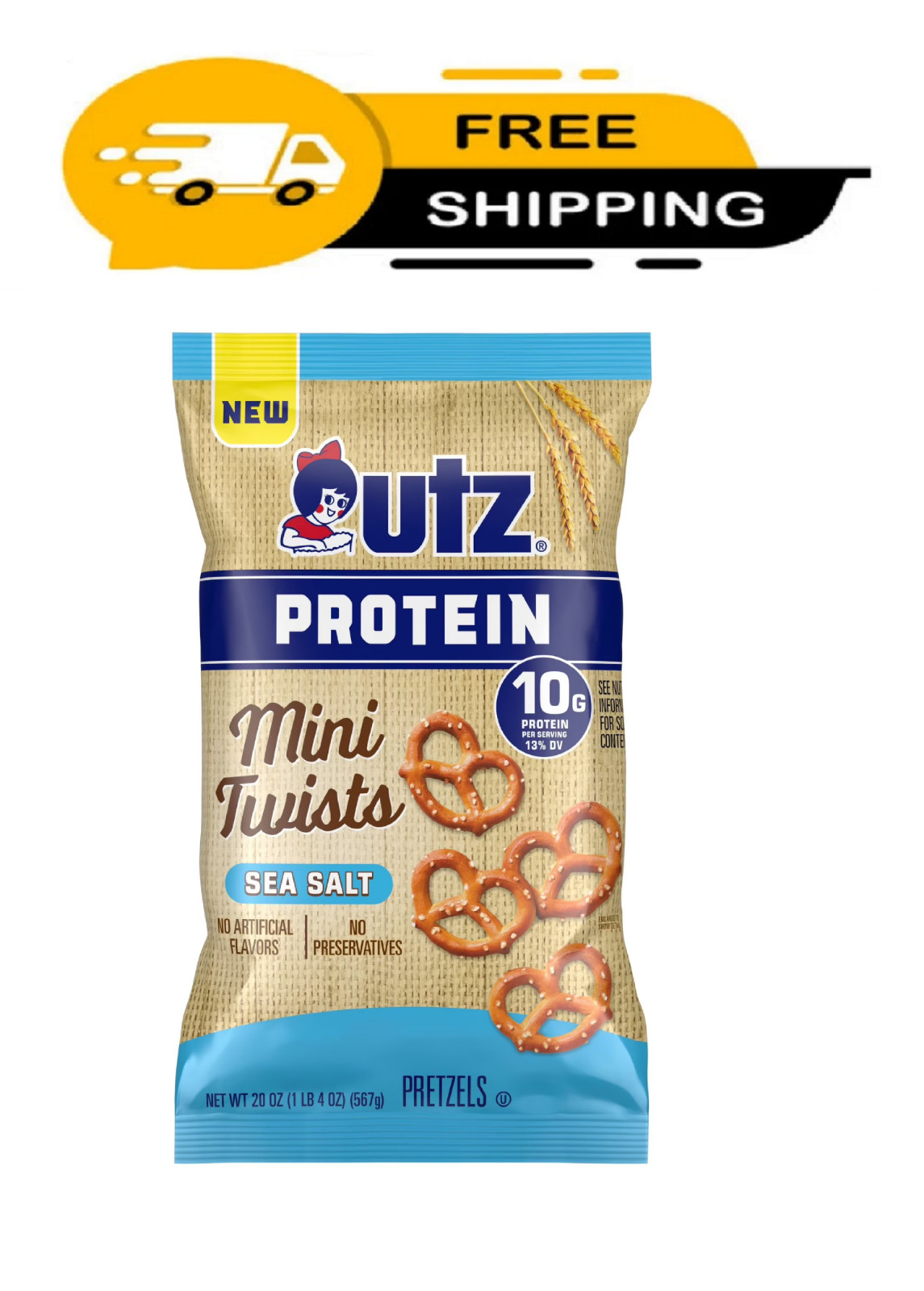 Utz Protein Sea Salt Mini Twists Pretzels, 20 oz. FREE SHIPPING!!! gallery