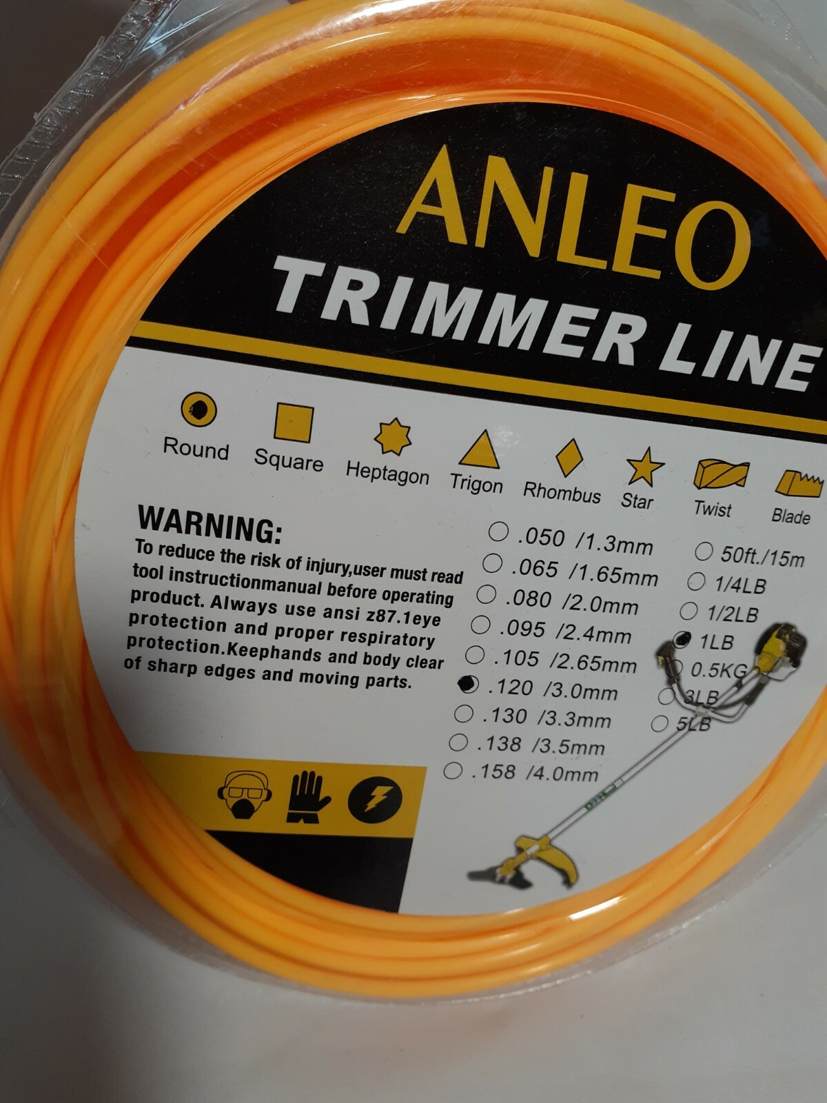 Anleo Force String Trimmer Line 1 lb. spool 120 in. Diameter, Round, Yellow gallery