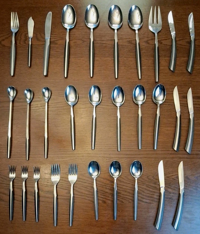 30pc Eldan Misc Stainless Flatware Brown Handle MCM Japan Serving Pieces