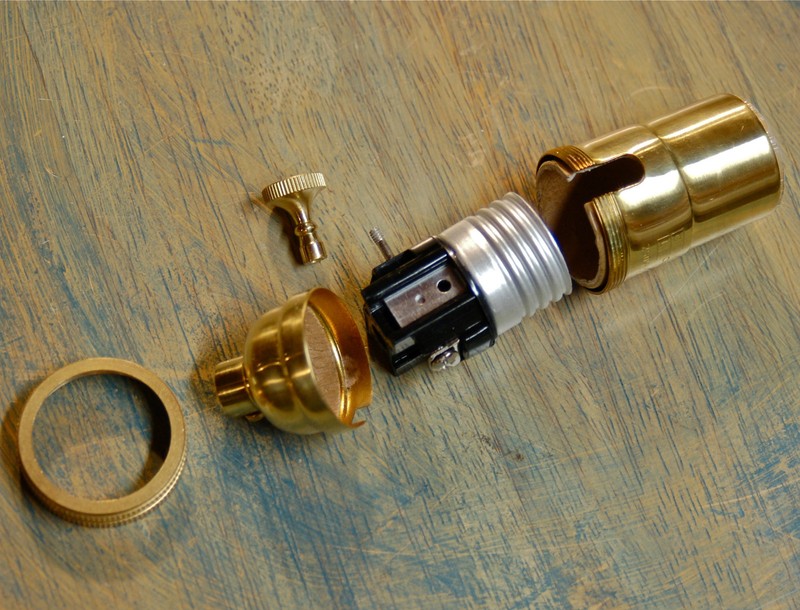 Solid Brass Light Socket 6 Finishes, Vintage Industrial Lamps Pendants 3way Knob gallery