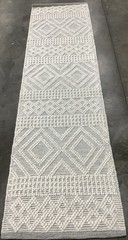 IVORY / BLUE 2′-3″ x 8′-0″ Pulled Thread Rug Reduced Price 1172686040 NAT830L-28