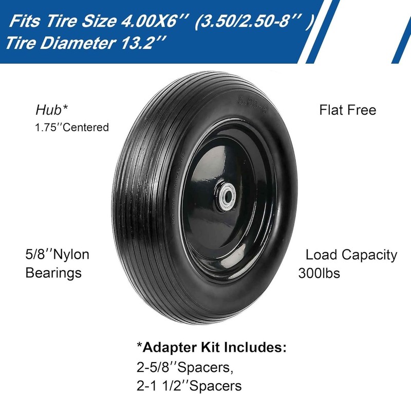 Solid Polyurethane 13 Inch Wheelbarrow Tire 4.00-6 - Flat Free for Tough Terrain gallery