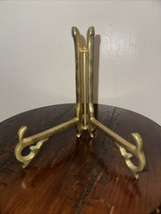 VTG Solid Brass Easel Folding Display Stand Hinged 7” art book plate holder