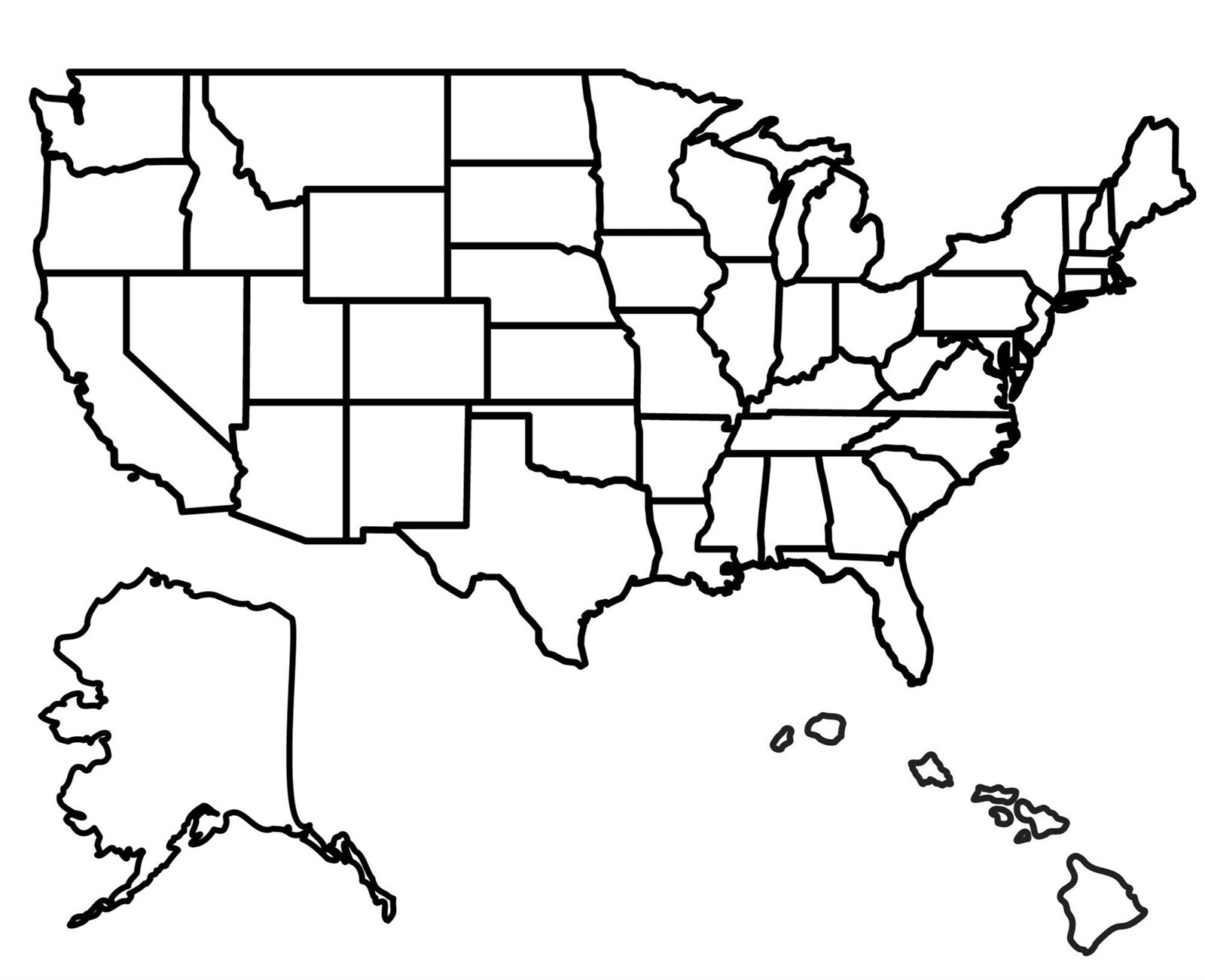 USA State Outline Blank Map GLOSSY POSTER PICTURE PHOTO PRINT BANNER 12107 gallery