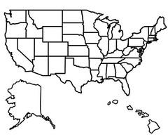 USA State Outline Blank Map GLOSSY POSTER PICTURE PHOTO PRINT BANNER 12107