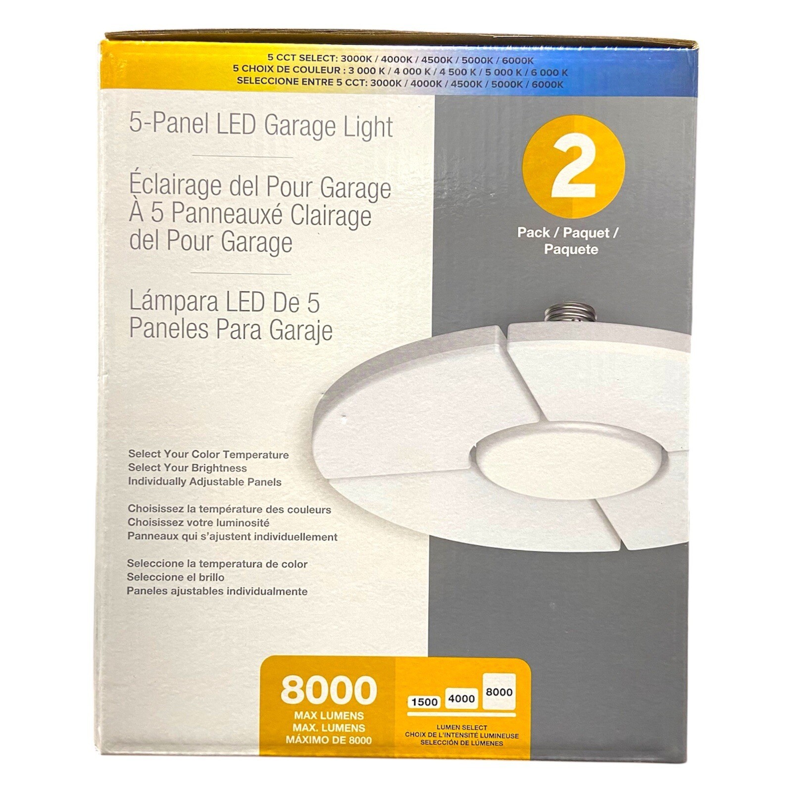5-Panel LED Garage Light, or Workshop, Adjustable Brightness, White, Panels 2 Pc gallery