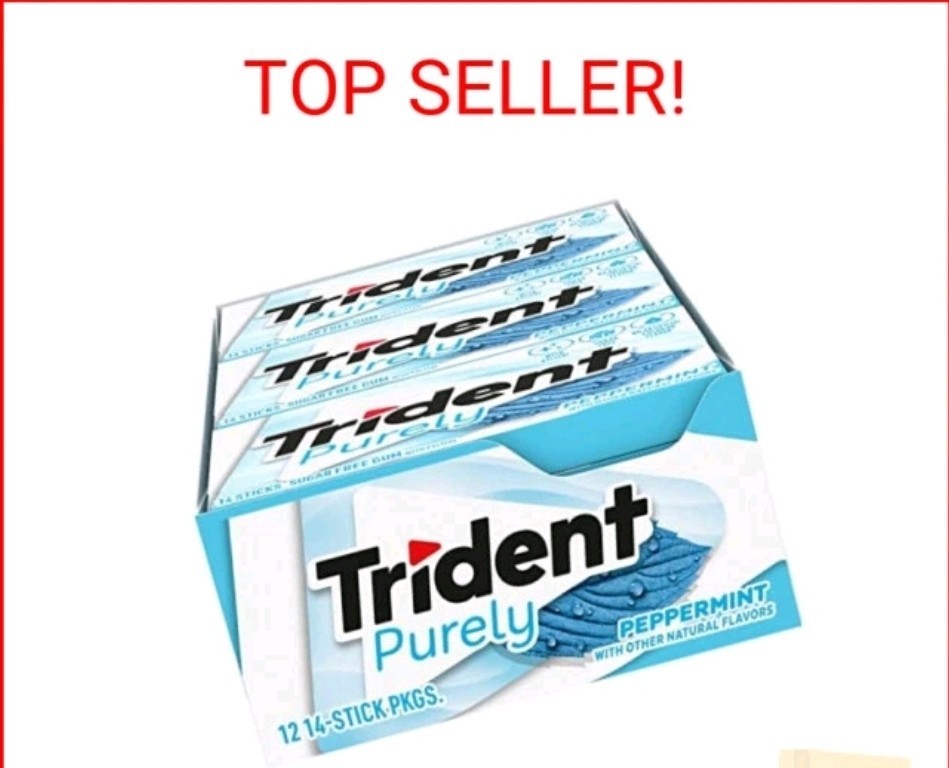 Rare Trident Purely Peppermint Sugar Free Gum, 12 Packs of 14 Pieces 168 Total gallery