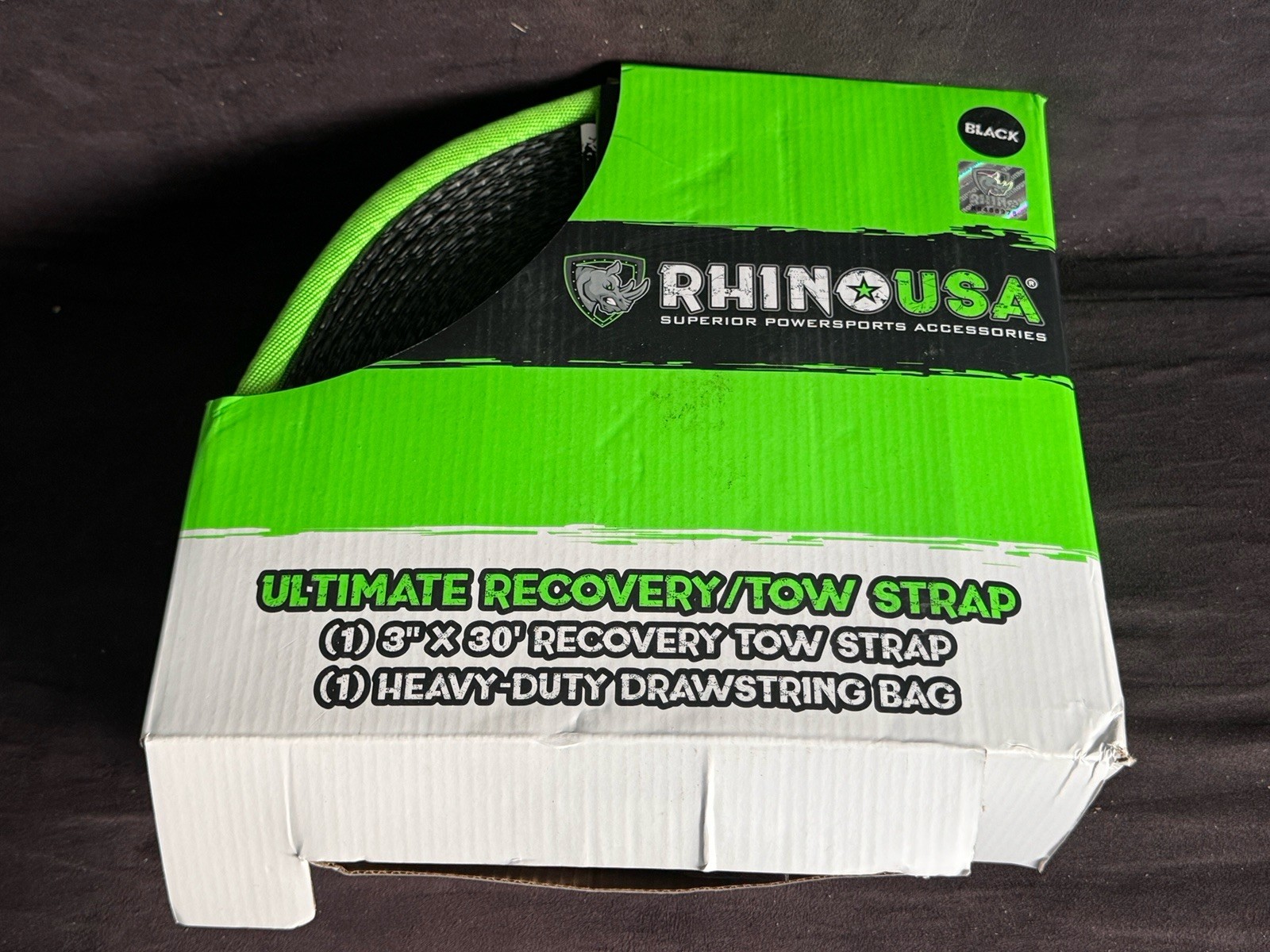 RHINO USA -- Ultimate Recovery Tow Strap (3" x 30') - 31,518lb Break Strength gallery