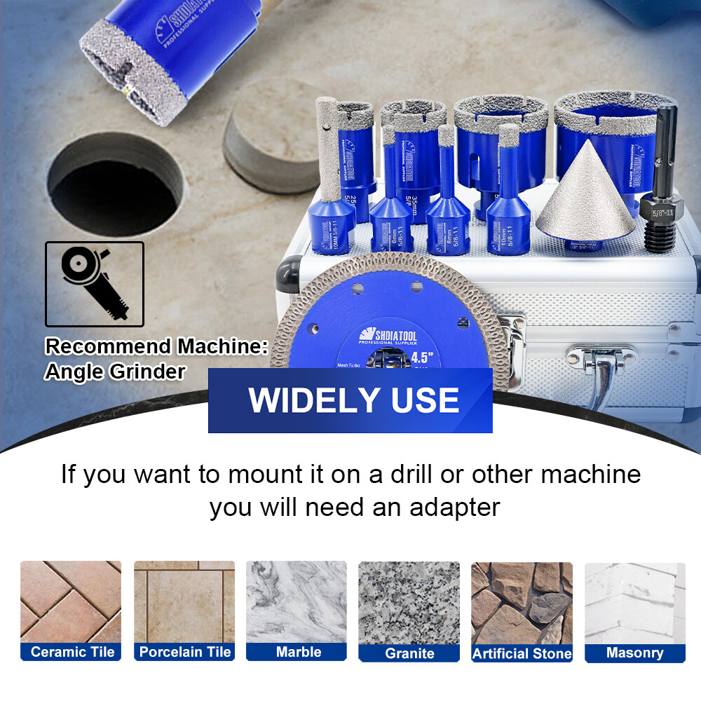 5/8 Diamond Core Bit Kit Drilling Hole Saw Cutting Disc Finger Bit Tile Marble gallery