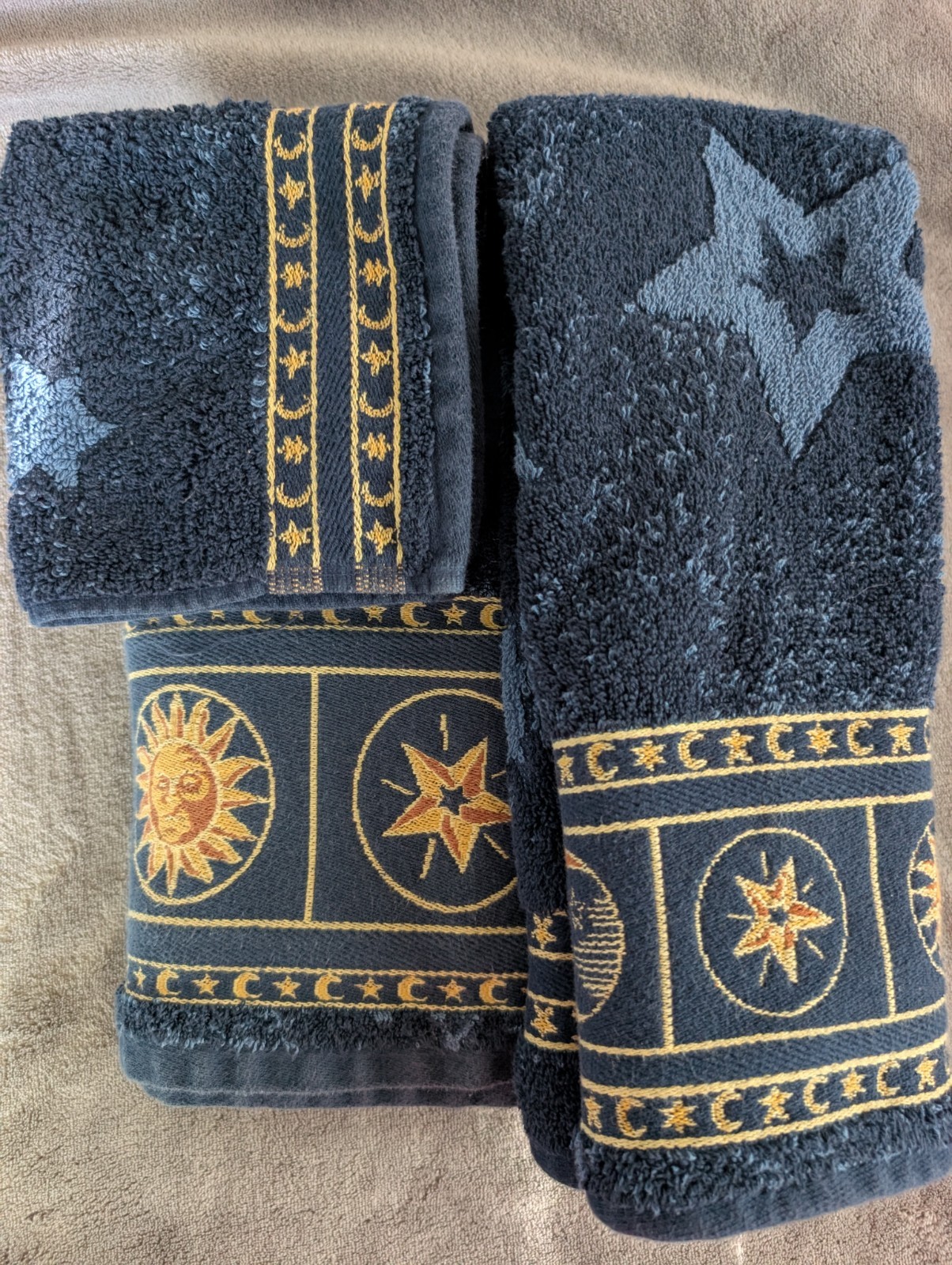 Vintage Springmaid Cosmos Celestial Sun Moon Stars Cotton Bath 3 Pc Set 90s Y2K gallery