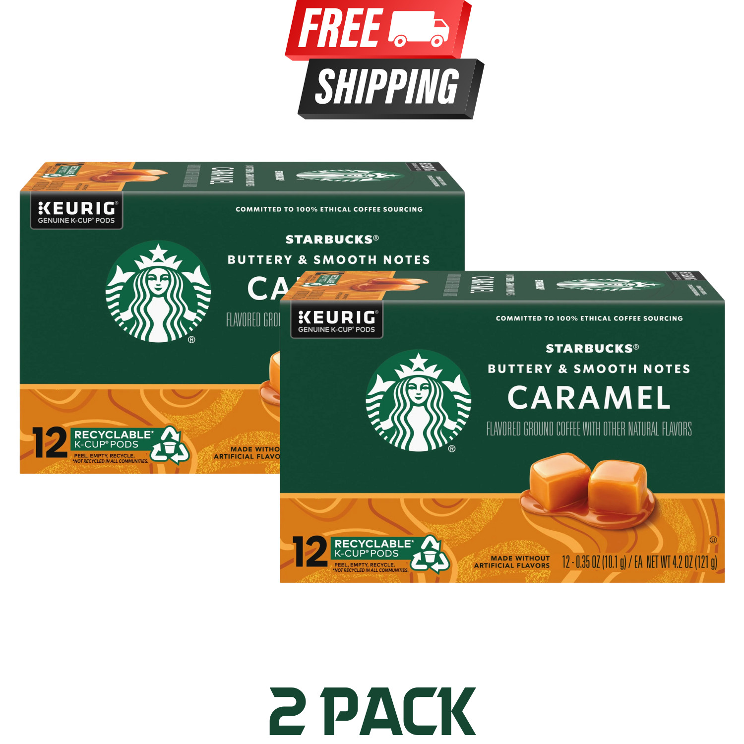 2Packs-Starbucks Caramel Medium Roast Coffee Keurig K-Cup Single Serve Pods 12Ct gallery