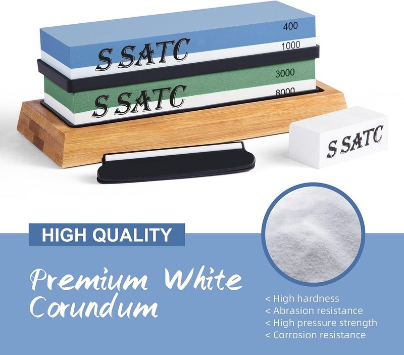 Knife Sharpening Stone Set Professional Whetstone 4 Side Grit 400/1000 3000/8000 gallery