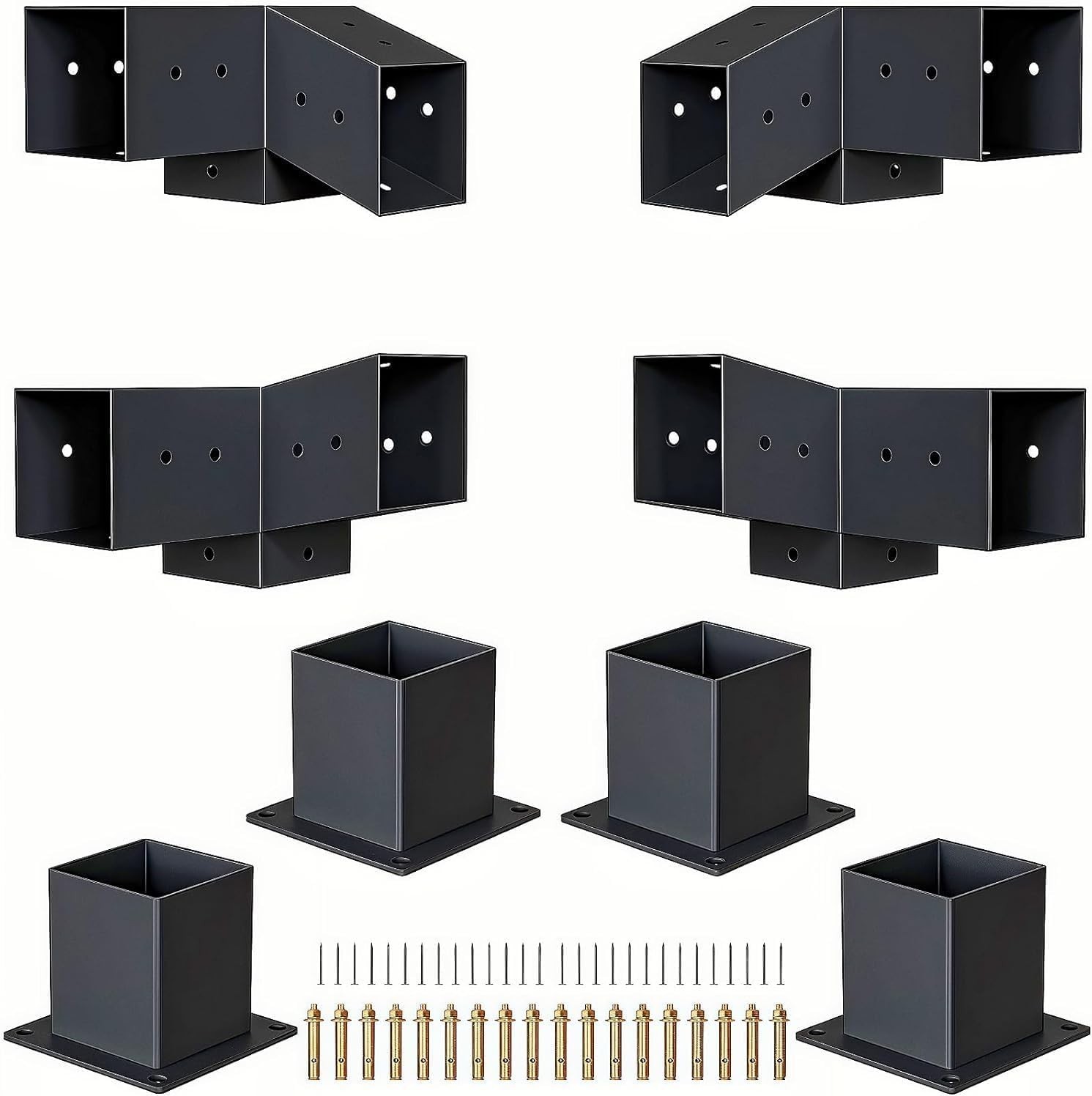15° &75° Angled Pergola Brackets Kit, 3-Way Bracket with Post Base Kit for Log C gallery
