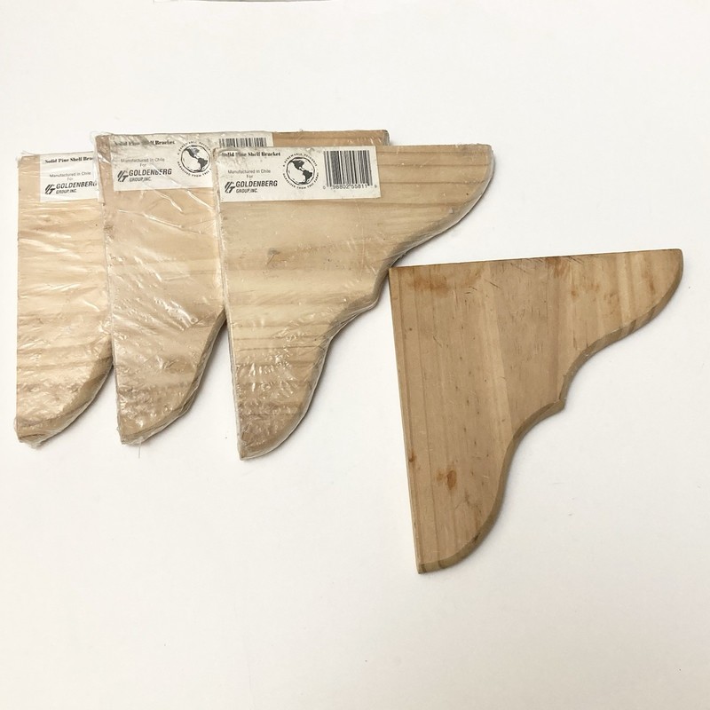 Solid Pine Unfinished Wood 3/4” Bracket For Up To 10” Shelf Set Of 4 NEW gallery