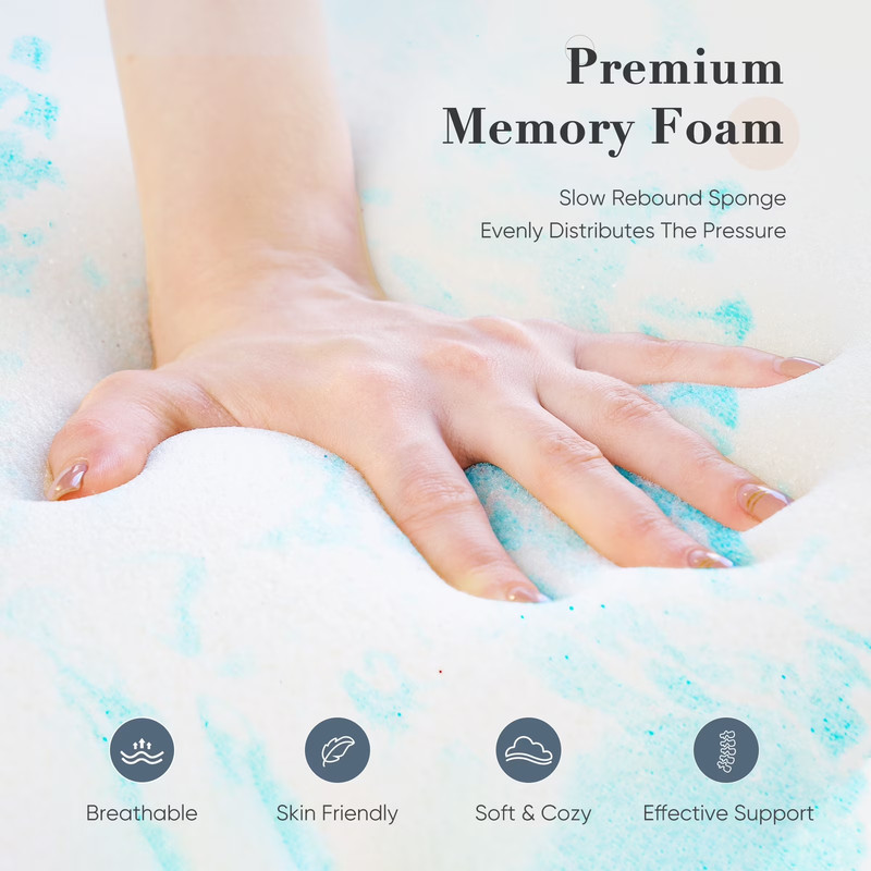 CONCETTA 3" Full Size Cooling Gel Memory Foam Mattress Topper FREE SHIP gallery