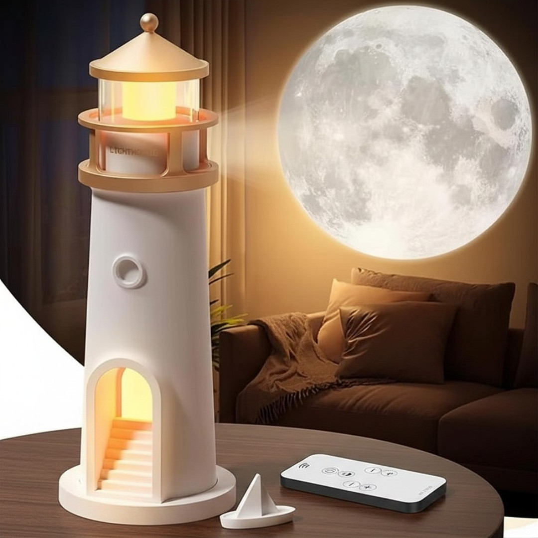 Lighthouse Moon Projection Lamp Bluetooth Speaker 11.8"/30cm Night Light gallery
