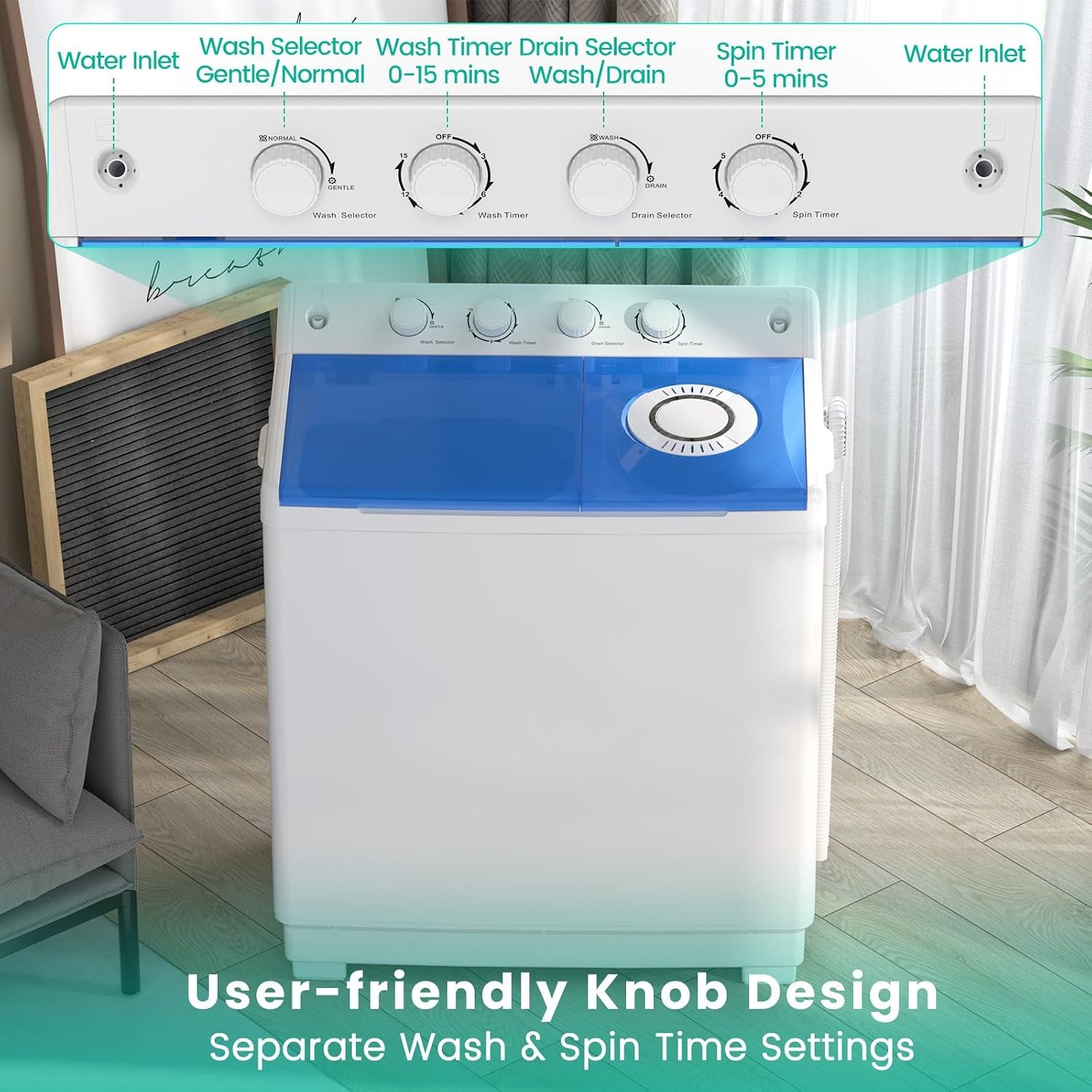 48 Lbs Portable Washing Machine Large Portable Washer for Apartments gallery
