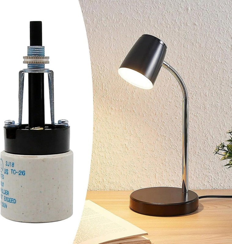 E26 Universal Ceramic Light Socket with Rotary Switch 250V 660W for Lamp... gallery