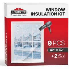 X-Protector Window Insulation for Winter – 42in x 62in (9 Pack), Transparent