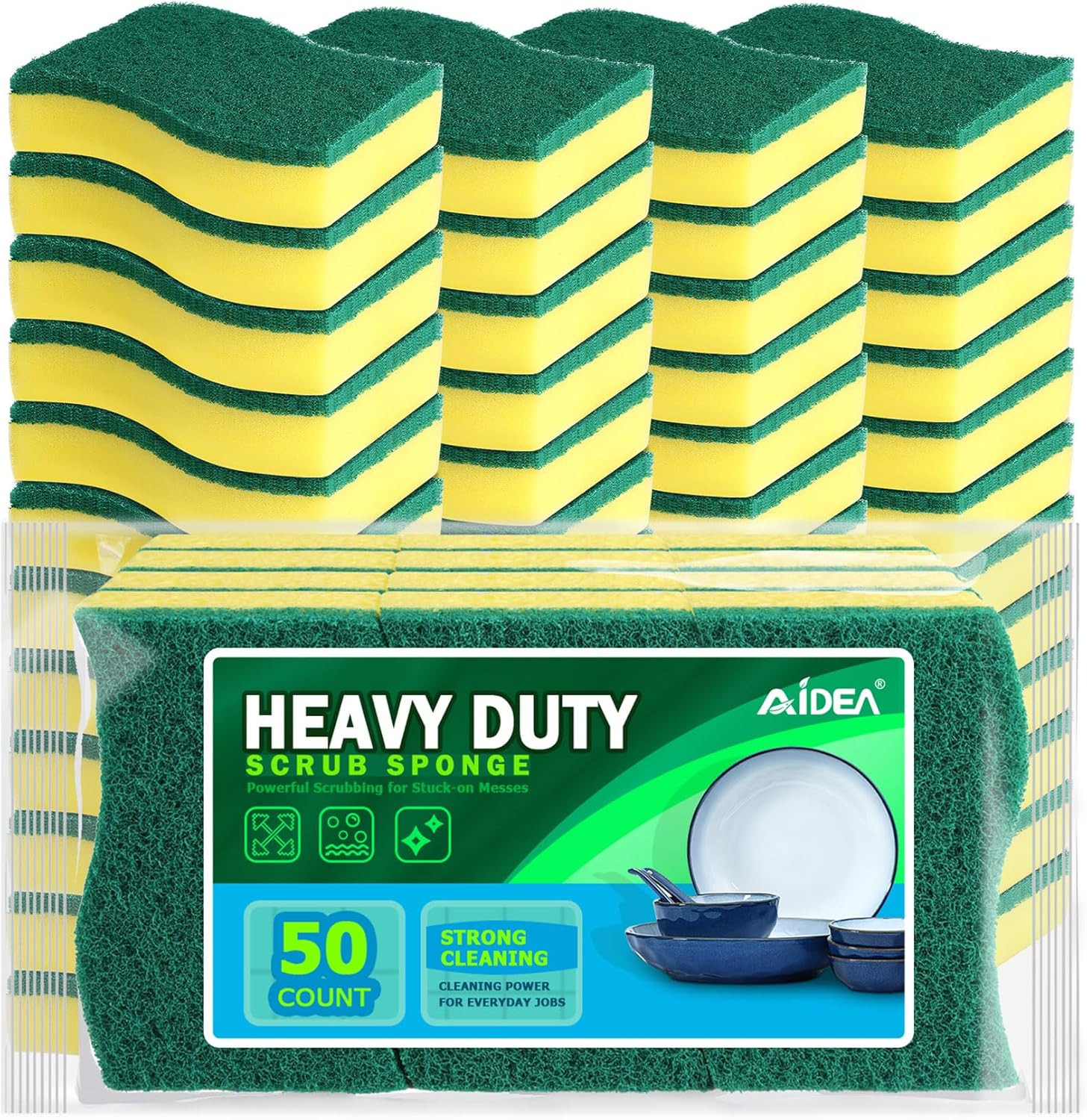 Sponges Kitchen, 50 Pack Heavy Duty Dish Sponge, Cleaning Dish Scrubber for Home gallery