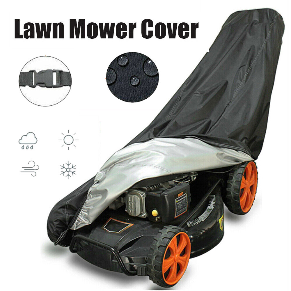 Universal Waterproof Lawn Mower Cover Outdoor Black UV Protector for Push Mowers gallery
