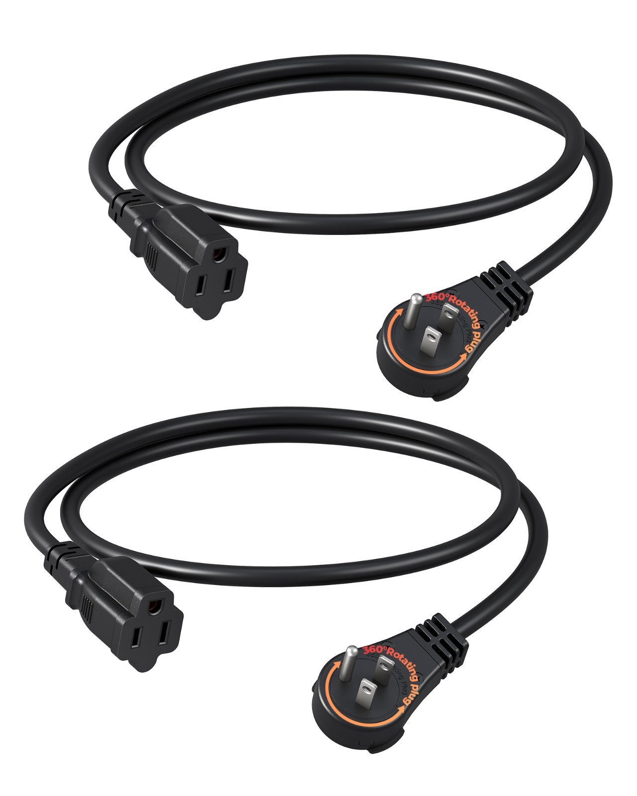 DEWENWILS 360° Rotating Flat Plug Extension Cord 3FT, ETL Certified, 2 Pack gallery