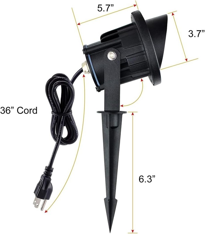 Flag Light Plug in Spotlight, 9W LED Outdoor Landscape Spotlight 120V 5000K D... gallery