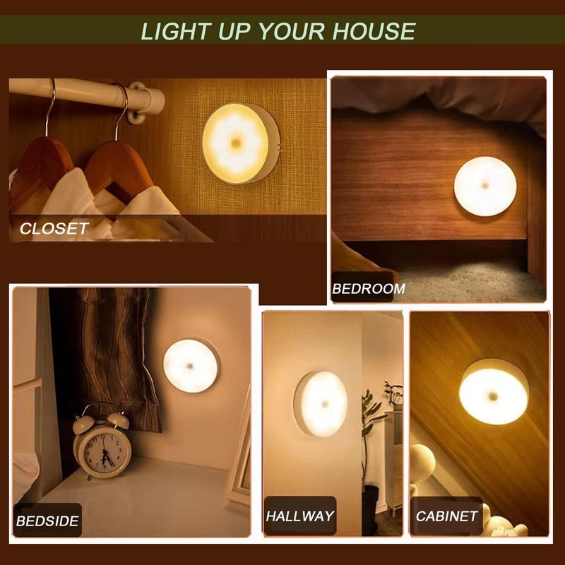 Led Motion Sensor Light USB Rechargeable PIR Wall Cabinet Stair Night Light Lamp gallery