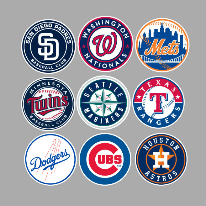 30 Pcs Stickers MLB All 30 Teams LOGO Baseball Luggage Laptop Skateboard Car gallery