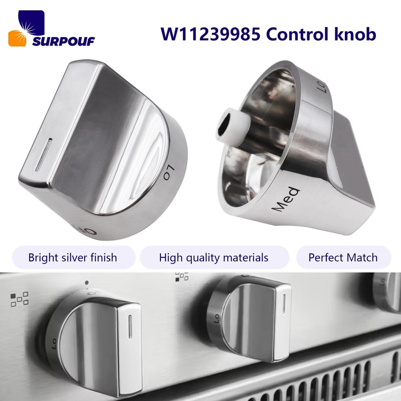 W11239985 Control Knob w10850015 Compatible With Whirlpool Gas Ranges Sliver gallery