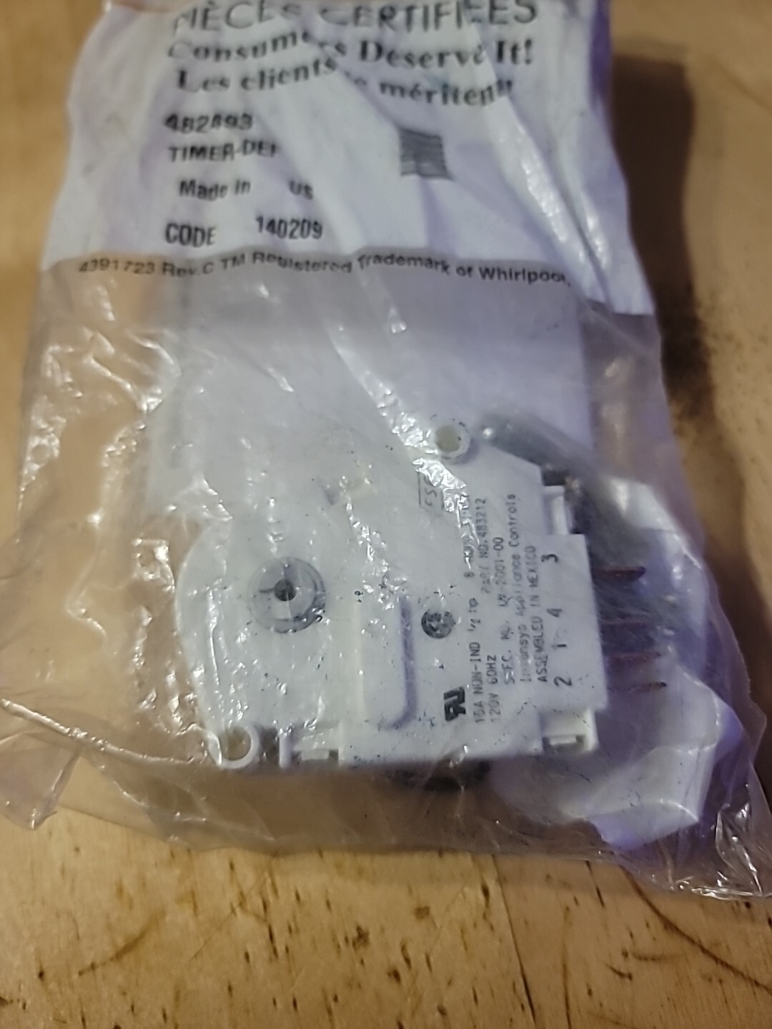 Whirlpool Kenmore W10822278 Defrost Timer 482493 NEW OEM gallery
