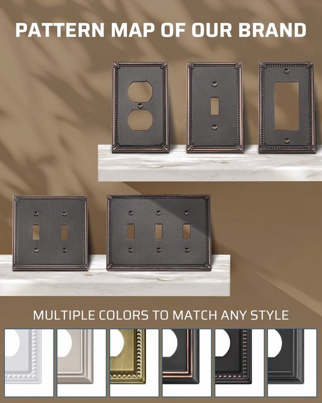 DEWENWILS Wall Plate Switch Plate Outlet Cover, Aged Bronze Light Switch 2 PK gallery