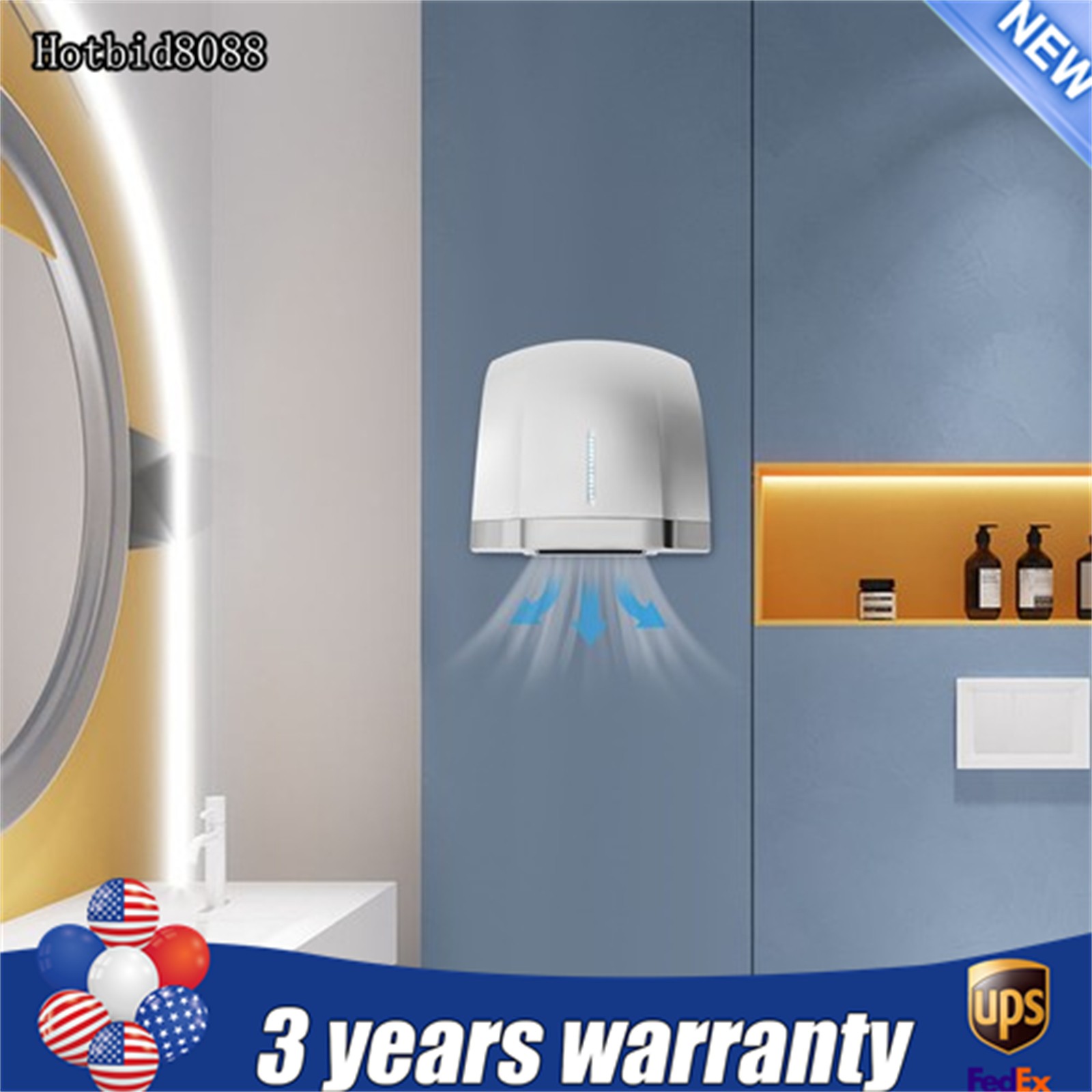 1800W Automatic Electric Hand Dryer Commercial and Household Use Silver 70-75dB gallery